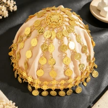 Vintage Hollow Metal Head Chain With Multi-Layer Long And Short Embossed Round Discs And Tassels, Suitable For Dance Costume And Exotic Style Headpiece - One Size - View 3