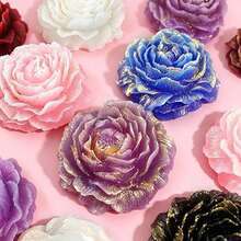 3件組牡丹花香氛蠟燭矽膠模具 DIY 花卉樹脂石膏手工皂擴香石裝飾擺件矽膠模具 - 牡丹花 - 查看 3