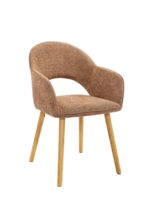 Goeurvant Modern Crescent-Back Upholstered Dining Chairs With Armrests And Solid Wood Legs For Dining Room, Living Room, Study - Set Of 2 / Set Of 4 / Set Of 6-Orange Chenille - 橘色 - 查看 6