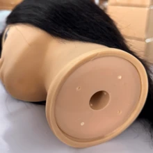 Cabeza de práctica de cabello humano completo de 6 pulgadas para principiantes, herramienta de entrenamiento de corte de cabello corto, herramienta de práctica de peluquería - Multicolor - Ver 5