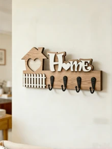 1pc Wall-Mounted Key Hook, Fashionable Entryway Wall Key Storage Rack, Wooden Wall Decor, Decorative Key Rack, Handmade Wooden Home Decor, Detachable Wooden Key Rack - Home Love - View 16