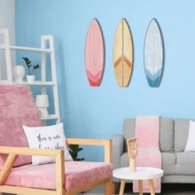 3 pezzi Decorazione da parete in legno a forma di tavola da surf, tema spiaggia tropicale e surf, cartello da appendere in stile costiero estivo, adatto per interni ed esterni, decorazione per soggiorno e camera da letto - Multicolore - Visualizzare 1