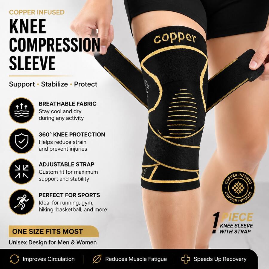 Compression Knee Brace - Breathable And Lightweight, Suitable For Basketball, Cycling, Hiking And Other Sports. Equipped With Elastic Band To Prevent Slippage. Daily Protection And Holiday Promotion. - Multicolor - View 1