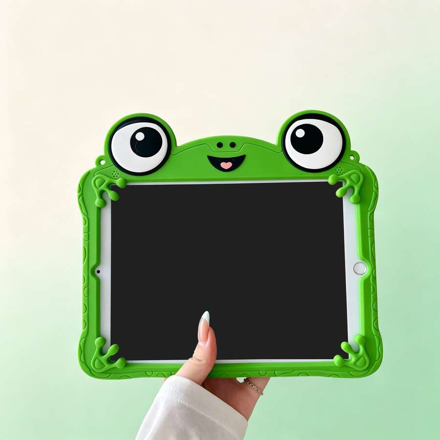 1pc Cute Frog Silicone Protective Case Compatible With Ipad 11 (A16), 7/8/9, 2022 Apple Air 5/4/3, 9th Gen 10.2, Pro 11, 2024 Mini 7, New Air 6, A7/8/9 - Green - View 1