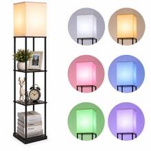 Wireless Floor Lamp With Stand, Modern Square Standing Lamp, With Remote Control RGB Warm Light Bulb, Corner Display Bookshelf Light For Living Room, Bedroom And Office (Black) - Black - View 5