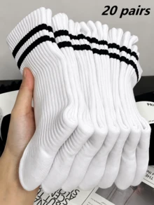 20/15 Pairs Moisture-Wicking, Breathable Casual Knit Socks, Invisible Socks Unisex, Solid Color Yoga/Sports Socks, Available In 5/10/15/20 Pairs - White - View 12
