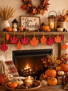 24 Stück Herbstbaum Dekoration Hängende Ornamente, Thanksgiving Filz Hängende Dekoration, Halloween Thanksgiving Thema Heim Party Innen Außen Dekorative Anhänger (Herbst, helle Farben) - mehrfarbig - Übersicht 3