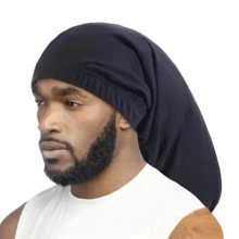 ZTZI 1pc Dreadlock Cap Spandex Long Hair Braid Bonnet For Men Satin Bonnet Night Cap Solid Color Casual Polyester Fiber All Season - Multi-color K - View 10