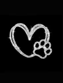 1pc Dog Paw Heart Shaped Sticker, Pet Love Cat & Dog, Shiny Reflective Car Sticker, Window Decor, Motorcycle Sticker, Laptop Cartoon Fashion Sticker - A - View 9