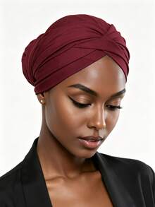 YPGVUO Solid Criss‑Cross Knotted Turban Cap, Breathable Elastic Head Wrap For Hijab Inner & Casual Styling, Nice Holiday Present For Ladies - Multicolor - View 10