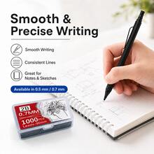 2 Pencils + 1 Box Of 250/1000 Lead Refills 0.3/0.5/0.7/2.0mm Low Center Of Gravity Metal Automatic Drawing Pencils, Office Supplies | Back To School | Affordable Student Supplies | School Entrance Gift (2 Pencils + 1 Box Of Lead Refills) - Multiple Styles - View 8