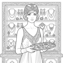 GDTME 1920s Beauties：復古美人成人與青少年著色書，復古美學風格，24頁，放鬆療癒，適合女孩，生日、週年紀念、節日禮物、情人節、聖誕節、新年，7.9x7.9英吋 - 1920年代美人 - 查看 4