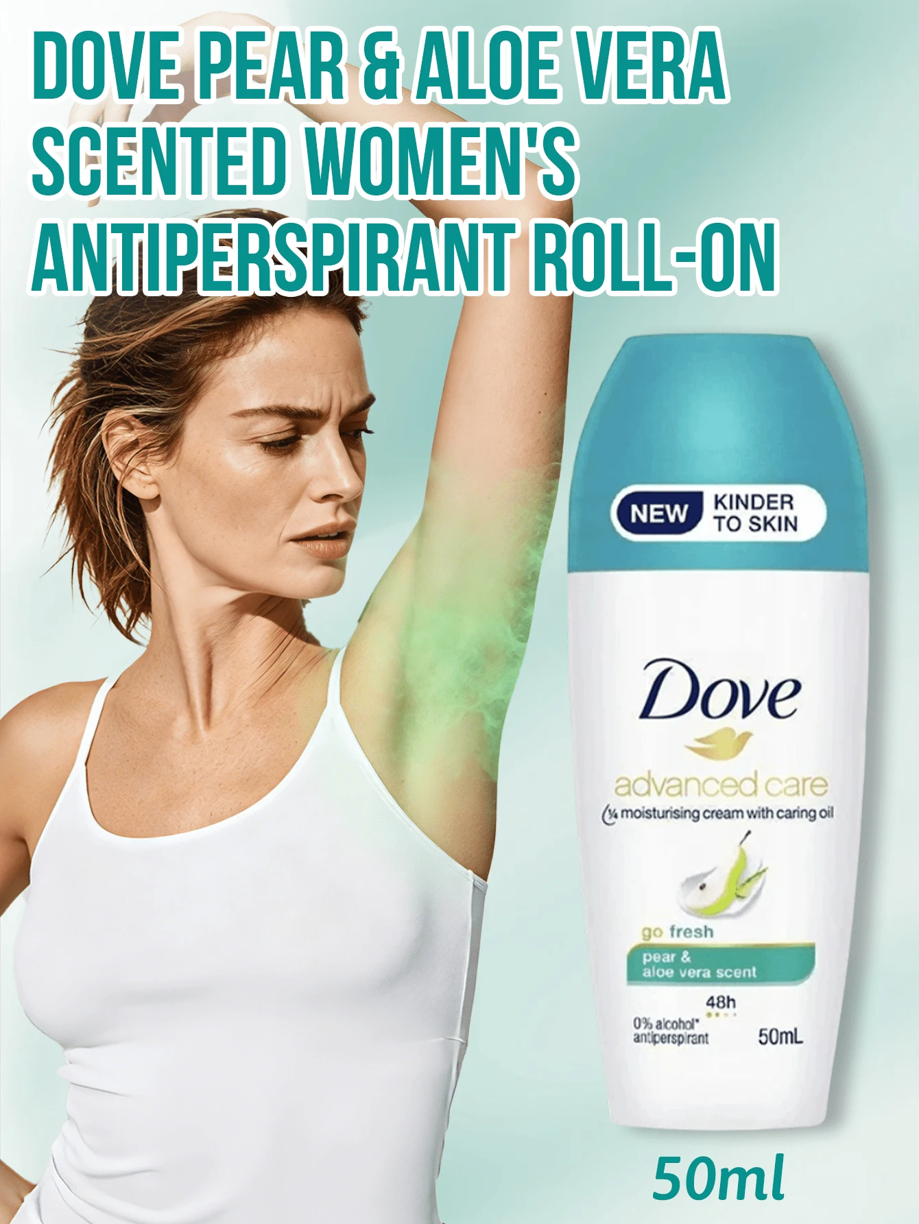 Dove 梨子與蘆薈香氛女性止汗滾珠 48H 吸汗微鹽配方 持久清新 乾爽不黏膩 便攜 0%酒精 保濕乳霜腋下護理 異味控制 日常夏季健身適用 敏感肌 50ml - 香梨蘆薈味 50ml - 查看 1