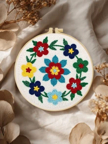 DIY Punch Needle Embroidery Set For Beginners. Includes Punch Needle, Thread, Manual, Hoop & Pre-Printed Fabric. Colorful Floral Landscape Patterns. Creative Craft For Wall Decor & Gifting. 2D Printed Set. 20x20cm/7.87in. - 20 X 20 cm - View 18