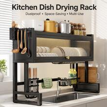 Kitchen Sink Drain Rack, Kitchen Countertop Dust-Proof Storage Rack For Bowls And Plates, Household Chopstick Drain Rack, Black Kitchen Storage Rack - Multicolor - View 7