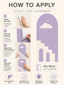 1PC/2PCS Boho Arch Wall Sticker, Removable Peel And Stick Wall Decal, Moon Star Islamic Nursery Decor For Kids Room, Bedroom And Living Room - Multicolor - View 10
