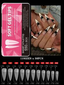 550pcs Soft Gel Nail Tips, Medium-Short Almond & Coffin Shape, Full Coverage Matte Nail Extensions, Acrylic Press-On Nails, DIY Nail Art Decoration - Clear - View 3