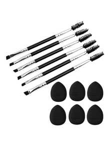 6pcs Dual-Ended Eyebrow Brush Set, Angled Brow Brush + Spiral Lash Brush 2-In-1, Multi-Functional Eye Makeup Brush For Brow Shaping And Filling - Black - View 8