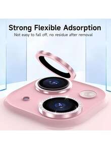 XINHONGYU 18 Pro Max Ultra HD 鏡頭保護貼，9H 超薄鋼化玻璃相機蓋，金屬吸震鏡頭環，防刮耐磨，相容手機殼，適用於 iPhone 17 Pro Max/17 Pro/17 Air/17、15 Pro Max/15 Pro/15 Plus、14 Pro/14 Plus、13/12/11，完美貼合 - 粉色 - 查看 4