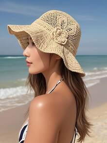 2026 Women's Foldable Straw Sun Hat - UPF 50+ Sun Protection, Summer Beach Essential, 4 Colors Available, Lightweight And Fashionable, Suitable For Outdoor, Park And Travel - Multicolor - View 6