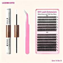 Wispy Cluster Eyelashes 600pcs DIY Single Cluster Lash Extensions, Natural Look D Curl 9-16mm, Ultra Lightweight Soft Base Band, Reusable 30D/40D/50D/60D/80D/100D - Multicolor - View 12