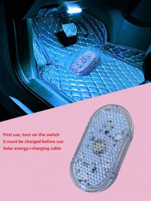 1//2/4pcs Car LED Ambient Lights, Footwell Lights & Interior Decor Lights. RGB Mini Wireless Stick-On Lights For Car Ceiling And Foot Area. First Use: Turn On The Switch And Charge Fully First(Random Style) - 彩色 - 查看 7