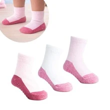 Meia Pimpolho Antiderrapante Para Bebê Tamanho 16-20, Kit com 3 Pares de Meias Infantis Lisa Base Escura, Algodão e Elastano, Antiderrapante, Casual, 06 a 12 Meses - Rosa Bebê - Visão 8