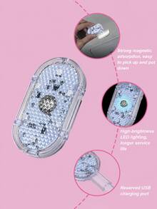 1//2/4pcs Car LED Ambient Lights, Footwell Lights & Interior Decor Lights. RGB Mini Wireless Stick-On Lights For Car Ceiling And Foot Area. First Use: Turn On The Switch And Charge Fully First(Random Style) - 彩色 - 查看 5
