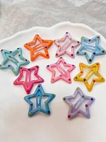 30pcs Colorful Hollow Star Hair Clips - Cute Bangs Clips For Fashionable Women. No Storage Box, Used For Hairstyle Creation. These Hair Clips Add Charm To Your Look, Great For Daily Wear. - Multicolor - View 7