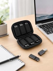 USB Flash Drive Storage Box 6/10 Slots U Disk Organizer Bag Portable Memory Card Storage Pouch Elastic Slot U Disk Storage Bag Zipper Electronic Accessories Organizer Bag Suitable For Office Travel Home USB Storage Drive Protective Bag - View 3