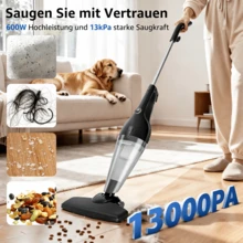 Aigostar Staubsauger mit Kabel 4 in 1, 600W Stabstaubsauger, 13KPA, 1L Kapazität, Leicht und Ideal für Zuhause, Sofa und Haustierreinigung - EU E-Typ Stecker (220-240V) - Übersicht 3