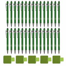 30pcs Dark Green Touch Screen Stylus Ballpoint Pens, Includes 5 Pen Holders, Retractable Metal Clip Dual-Use Writing Pens, Office Nurse School Portable Stationery Gift Set - 30 Pens, 5 Pen Clips - View 12