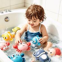 1 Set Baby Bath Toys, 1pc Wind-Up Floating Toy, Suitable For Boys And Girls, Children Bath Tub Toys Gift - Multicolor - View 2