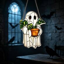 1/2pcs Ghost Sun Catcher - Colorful Acrylic Window Decor, Cute Ghost & Plant Decoration, Gothic Sun Catcher, Ghost Home Decor, Halloween Window Decor, Haunted House Aesthetic, Suitable For Home, Bedroom, Living Room, Wall Decoration (Remove Protective Film Before Use, Made Of Acrylic, Not Glass) Room Decor Bedroom Decor Halloween Decor Autumn Decor - View 6