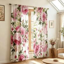 2 piezas Cortinas decorativas de rosa rosa suave y fresca, diseñadas con barra de cortina, proporcionan privacidad e instalación fácil, adecuadas para ventanas del hogar, estilo de cortina romana - Multicolor - Ver 8