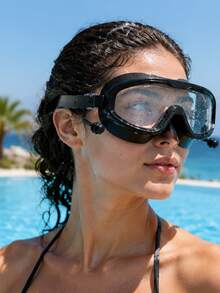 1 Pair Anti-Fog Hd Large Wide Frame Swimming Goggles With Silicone Earplugs, Waterproof Uv Protection Leakproof Swim Glasses, Soft Silicone Seal Adjustable Strap, Unisex Adult Men Women For Pool Open Water Diving - Multicolor - View 5