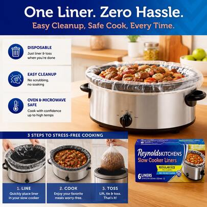 Slow Cooker Liners Disposable Crock Pot Liners Non Stick Cooking Bags Heat Resistant Kitchen Accessories For Easy Meal Prep, Reusable Style Pot Protector Liner Bags For Slow Cooker, 6ct Regular Size
