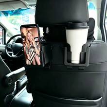 Multifunctional Car Seat Back Organizer With Cup Holder, Phone Holder And Hooks, Suitable For Most Car Models, Can Hold Water Bottles, Tea Bags, Trash Bags And Glasses, Car Storage, Rear Seat Cup Holder, Space-Saving Design - Black - View 3