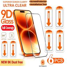 Yezodawee 6片裝螢幕保護貼附自動安裝套件，相容 17 Pro Max/17 Pro/17 Air/17/15 Plus/15 Pro Max/15 Pro/15/14 Pro Max，9H 鋼化玻璃主螢幕保護貼，高畫質、防刮、防指紋，相容手機殼 - 無色 - 查看 10