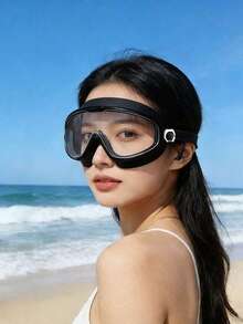 1 Pair Anti-Fog Hd Large Wide Frame Swimming Goggles With Silicone Earplugs, Waterproof Uv Protection Leakproof Swim Glasses, Soft Silicone Seal Adjustable Strap, Unisex Adult Men Women For Pool Open Water Diving - Multicolor - View 3
