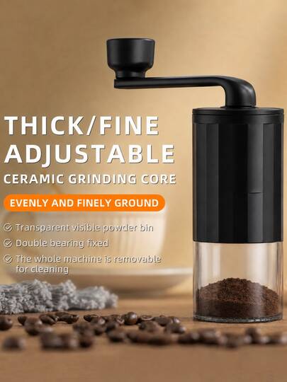 Kahve Çekirdeği Öğütücü, Fırça Dahil El Kahve Öğütücüsü, Espresso İçin Taşınabilir El Kranklı Küçük Kahve Öğütücü, Seyahat ve Kamp İçin