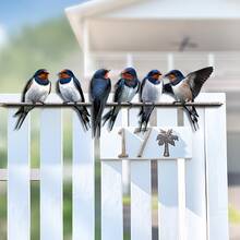 2D Flat Acrylic Bird Wall Decor, 1pc, Outdoor Fence Branch Flower Arrangement, Swallow Acrylic Art Hanging Ornament, Suitable For Yard, Garden, Patio And Other Scenes, Gift For Bird Lovers, 2D Flat - A - View 5