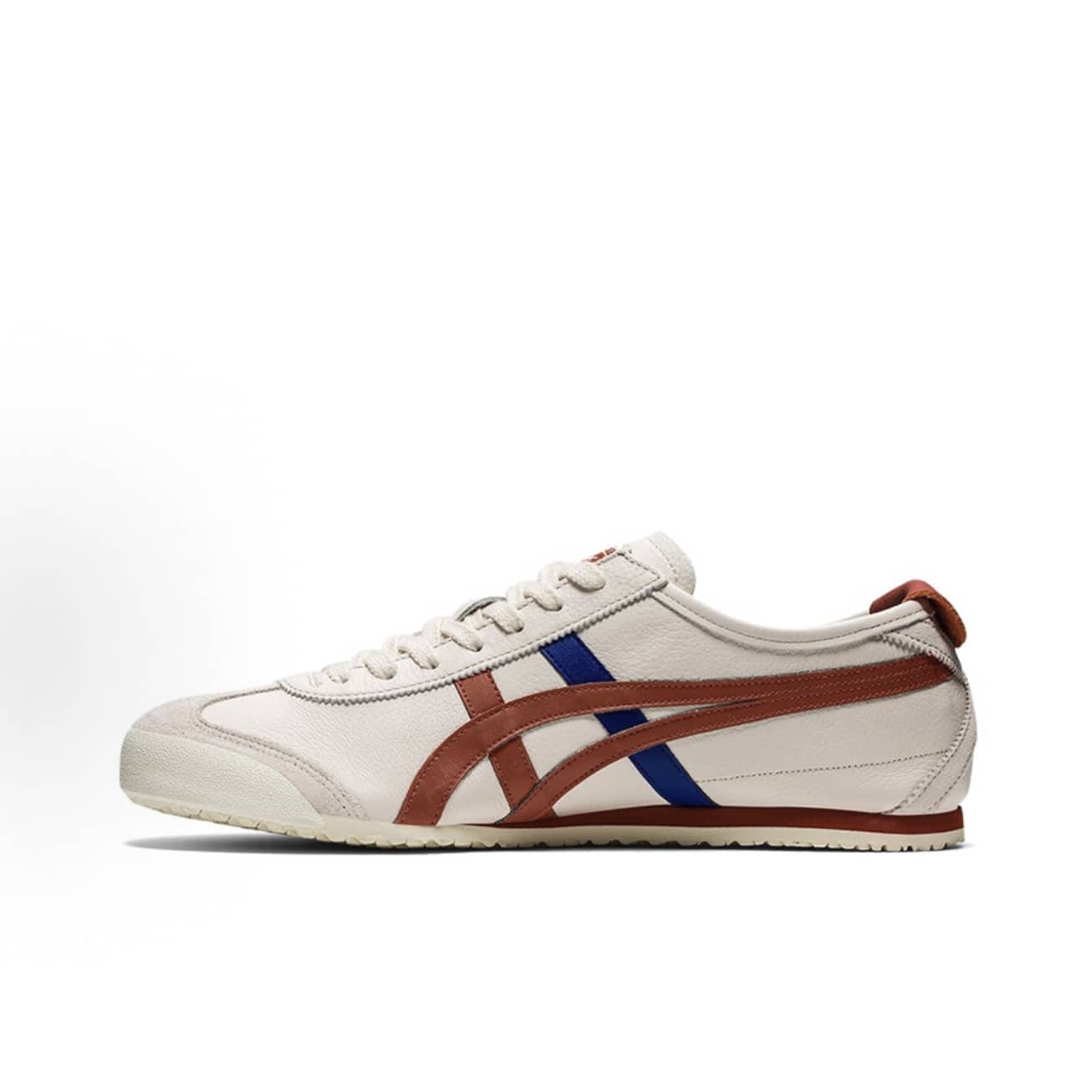 Asics Authentic Onitsuka Tiger Mexico 66 Leather Sneakers - White/Blue/Red Classic Low-Top | Premium Japanese Heritage Footwear | Slim-Profile Lightweight Trainers - 米色 棕色 藍色 - 查看 1