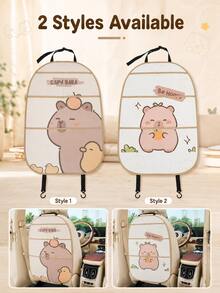 Car Seat Back Protector Kick Mat, Cute Capybara Rear Seat Cover With Transparent Storage Pocket, Waterproof, Anti-Slip, Dirt-Resistant, Scratch-Resistant, Cartoon Car Interior Accessory, Universal Fit For Most Sedans, SUVs, Suitable For Babies And Children - Multicolor - View 10