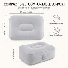 1pc New Inflatable Footrest, Portable Leg Support Pillow, Economy Class Footrest, Suitable For Home Office Desk, Outdoor And Car Use, Built-In Air Pump, Soft Flocked Portable Footstool, Suitable For Sofa, Home, Office, Dorm And Travel. - Multicolor - View 7