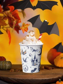 MOSXLOXY 20/50pcs Halloween Disposable Paper Cups With Cute Ghost Print,Leak-Resistant Paper Cups, 9oz Hot And Cold Cups For Restaurants And Parties, Halloween Party Table Decorations - Multicolor - View 4