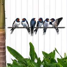 2D Flat Acrylic Bird Wall Decor, 1pc, Outdoor Fence Branch Flower Arrangement, Swallow Acrylic Art Hanging Ornament, Suitable For Yard, Garden, Patio And Other Scenes, Gift For Bird Lovers, 2D Flat - A - View 3
