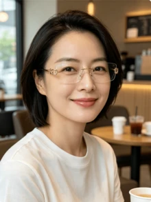 1 Pasang Kacamata Ringan Setengah Bingkai Logam untuk Pria dan Wanita, Aksesori Fashion untuk Pemakaian Sehari-hari - Clear - View 6