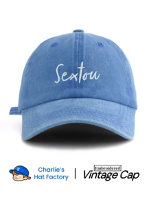 1件中性復古水洗棒球帽「Sextou」個性化刺繡，多款復古色可選，柔軟質感可調節爸爸帽，自信風格社交禮物 - Sextou - 查看 16
