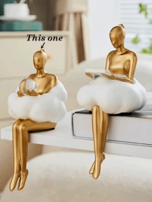 1pc Quoowiit Gold Decorative Thinker Statue, Abstract Sculpture Ornament, Bookshelf Decor, Office Decor, Modern Home Decor, Living Room Decor, Collectible Figurine, Coffee Table Decor, Room Decor, Home Decor, Suitable For Office And Students, Jewelry Storage - Multiple Styles - View 10